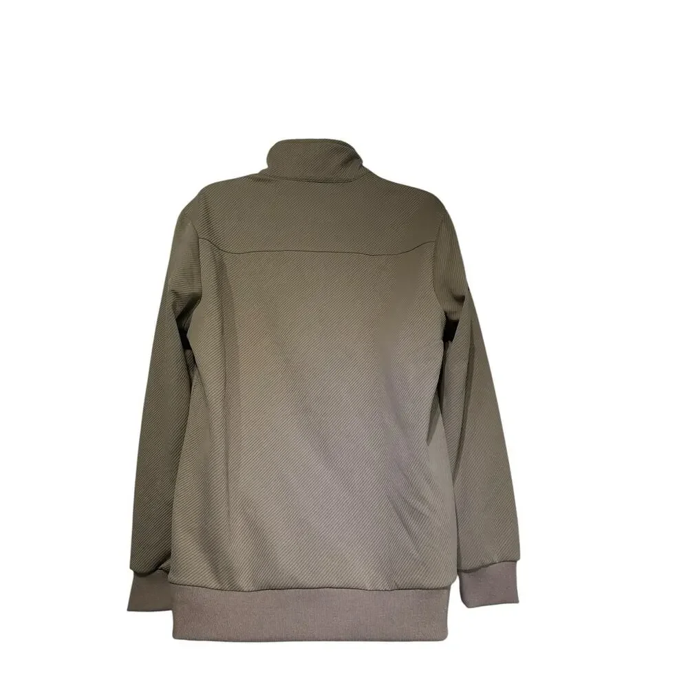 coofandy harbaugh foundation 1/4 zip brown ribbed pullover sweater Size L